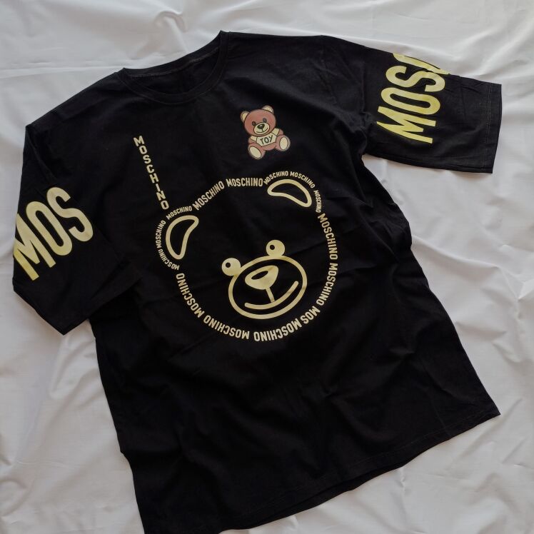 تیشرت لانگ مشکی طرح خرسی نلالند