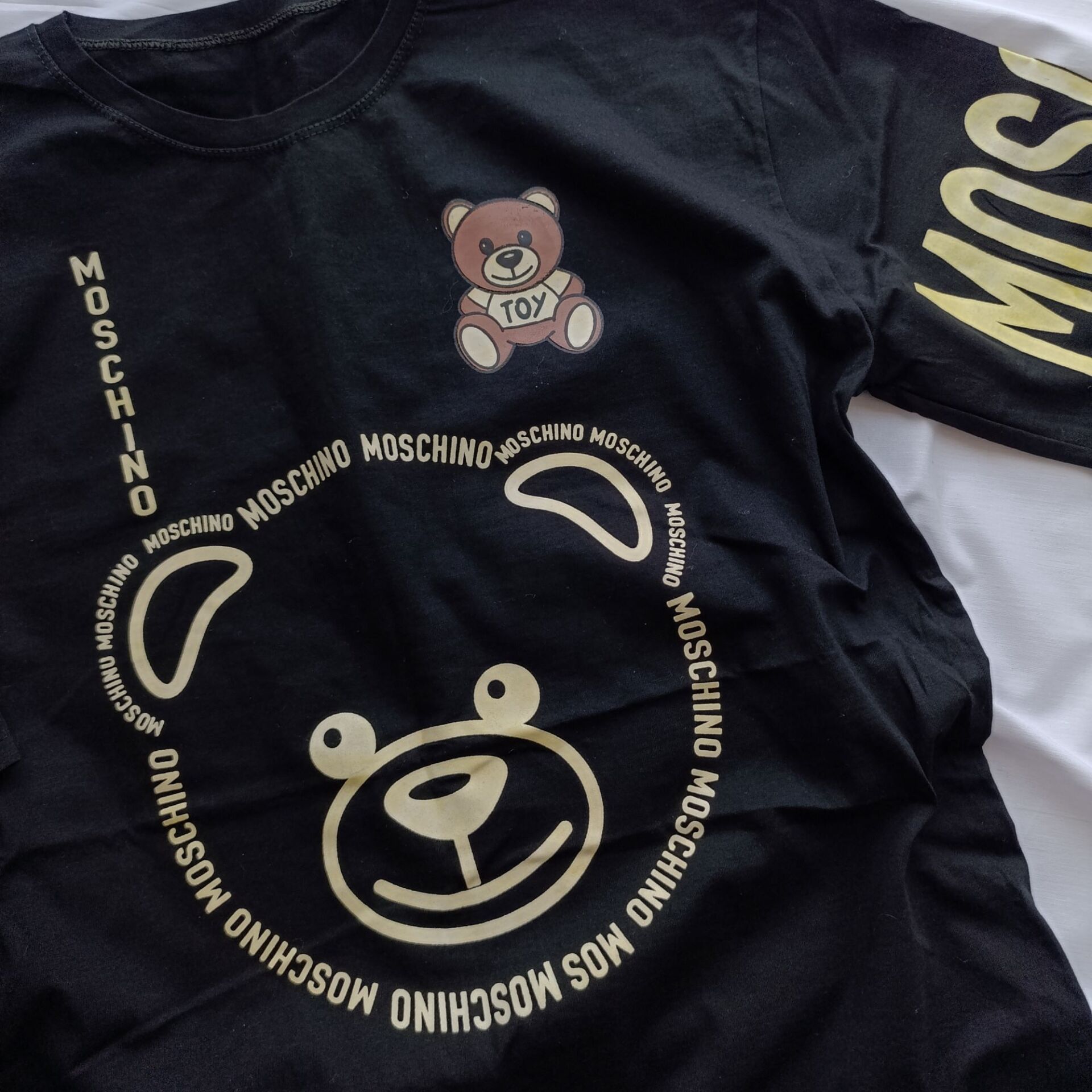  تیشرت لانگ مشکی طرح خرسی نلالند 